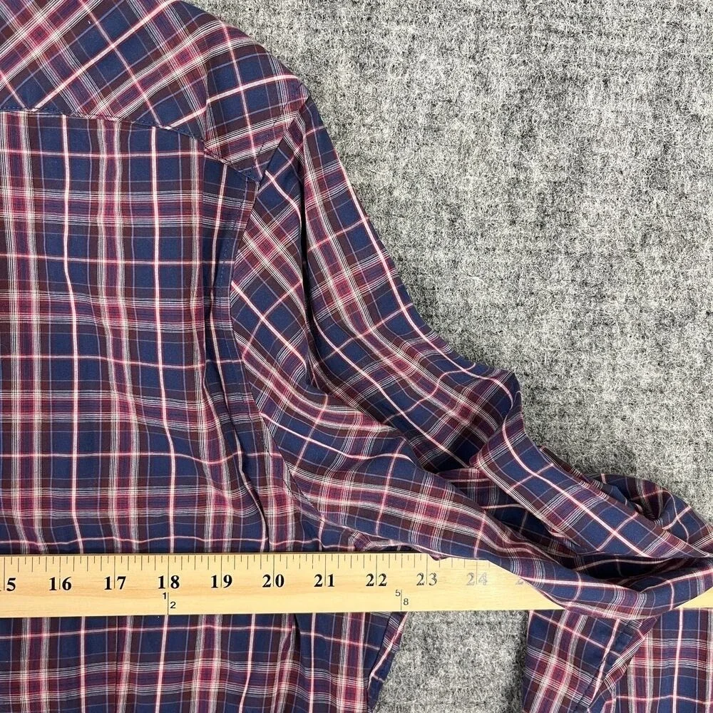 Banana Republic Pearl Snap‎ Western Shirt Mens L Plaid Slim Cowboy Farm Casual